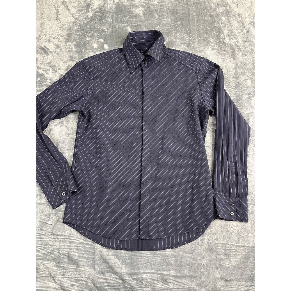 7 Diamonds Mens Striped Long-Sleeve Button-Up Shirt Navy & White L
